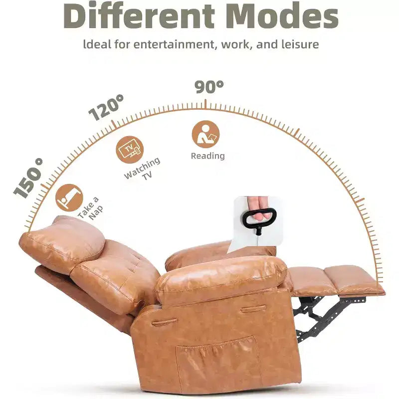 27" Oversized Manual Recliner Chair with Lumbar & Arm Support for Living Room & Bedroom