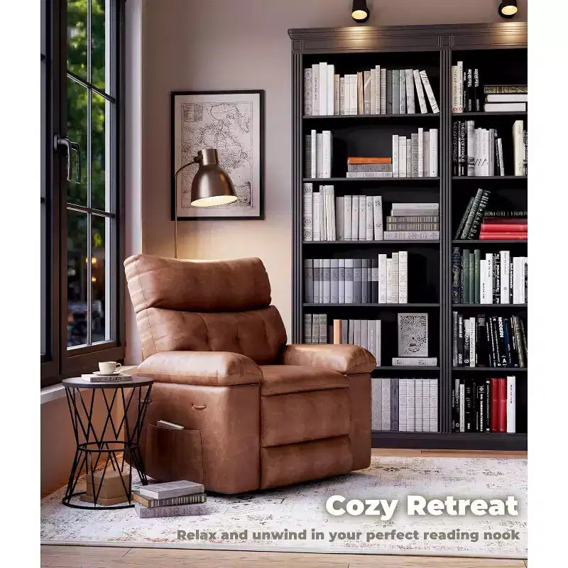 27" Oversized Manual Recliner Chair with Lumbar & Arm Support for Living Room & Bedroom