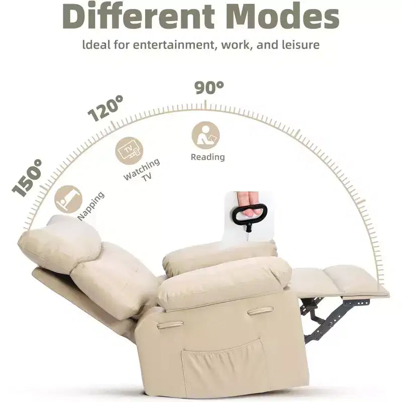 27" Oversized Manual Recliner Chair with Lumbar & Arm Support for Living Room & Bedroom
