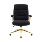 Sedia da ufficio moderna in tessuto bouclé strutturato con gambe dorate, sedia da lavoro girevole regolabile in altezza per ufficio o studio