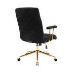 Sedia da ufficio moderna in tessuto bouclé strutturato con gambe dorate, sedia da lavoro girevole regolabile in altezza per ufficio o studio