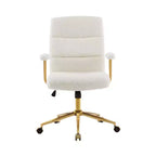 Sedia da ufficio moderna in tessuto bouclé strutturato con gambe dorate, sedia da lavoro girevole regolabile in altezza per ufficio o studio