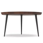 Round Solid Acacia Wood Coffee Table, Cognac, Flared Metal Legs, 30"