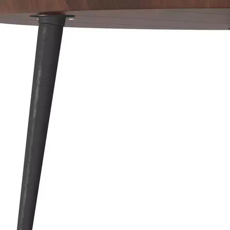 Round Solid Acacia Wood Coffee Table, Cognac, Flared Metal Legs, 30"