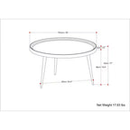 Round Solid Acacia Wood Coffee Table, Cognac, Flared Metal Legs, 30"