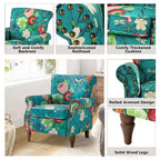 Traditional Floral Wingback Armchair with Nailhead Trim