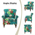 Traditional Floral Wingback Armchair with Nailhead Trim