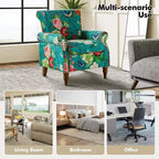 Traditional Floral Wingback Armchair with Nailhead Trim