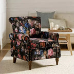 Traditional Floral Wingback Armchair with Nailhead Trim