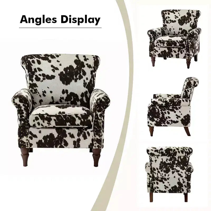 Traditional Floral Wingback Armchair with Nailhead Trim