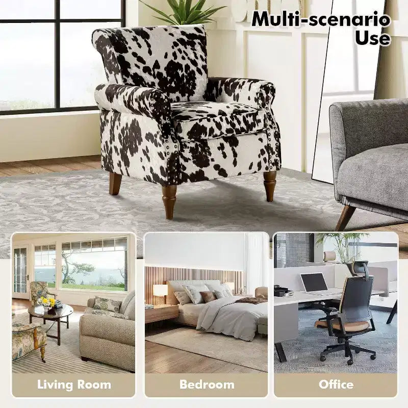 Traditional Floral Wingback Armchair with Nailhead Trim