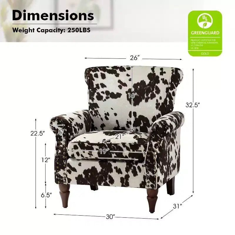 Traditional Floral Wingback Armchair with Nailhead Trim