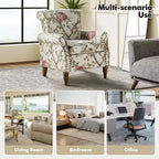 Traditional Floral Wingback Armchair with Nailhead Trim