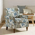 Traditional Floral Wingback Armchair with Nailhead Trim