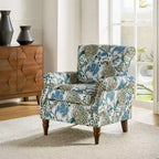 Traditional Floral Wingback Armchair with Nailhead Trim