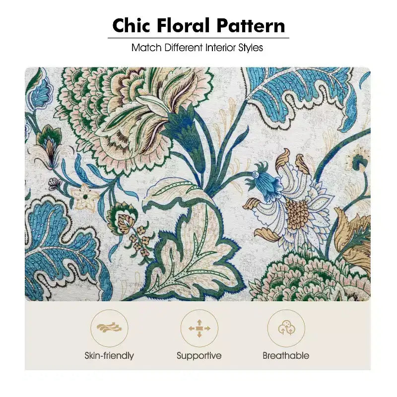 Traditional Floral Wingback Armchair with Nailhead Trim