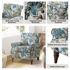 Traditional Floral Wingback Armchair with Nailhead Trim