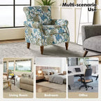 Traditional Floral Wingback Armchair with Nailhead Trim