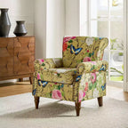 Traditional Floral Wingback Armchair with Nailhead Trim