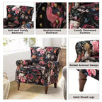 Traditional Floral Wingback Armchair with Nailhead Trim