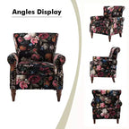 Traditional Floral Wingback Armchair with Nailhead Trim