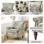 Traditional Floral Wingback Armchair with Nailhead Trim