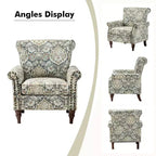 Traditional Floral Wingback Armchair with Nailhead Trim