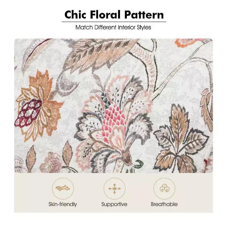 Traditional Floral Wingback Armchair with Nailhead Trim