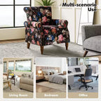 Traditional Floral Wingback Armchair with Nailhead Trim