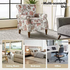 Traditional Floral Wingback Armchair with Nailhead Trim