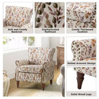 Traditional Floral Wingback Armchair with Nailhead Trim