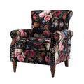 Traditional Floral Wingback Armchair with Nailhead Trim