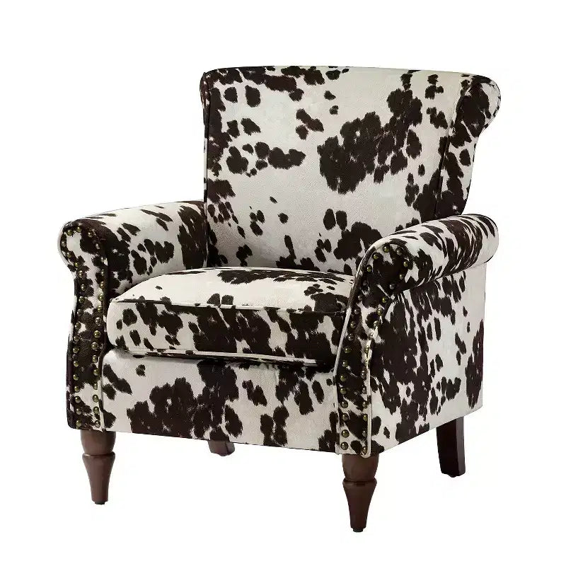 Traditional Floral Wingback Armchair with Nailhead Trim