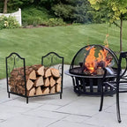 17" Steel Firewood Storage Rack with Rust-Resistant Coating, 132 lb Capacity