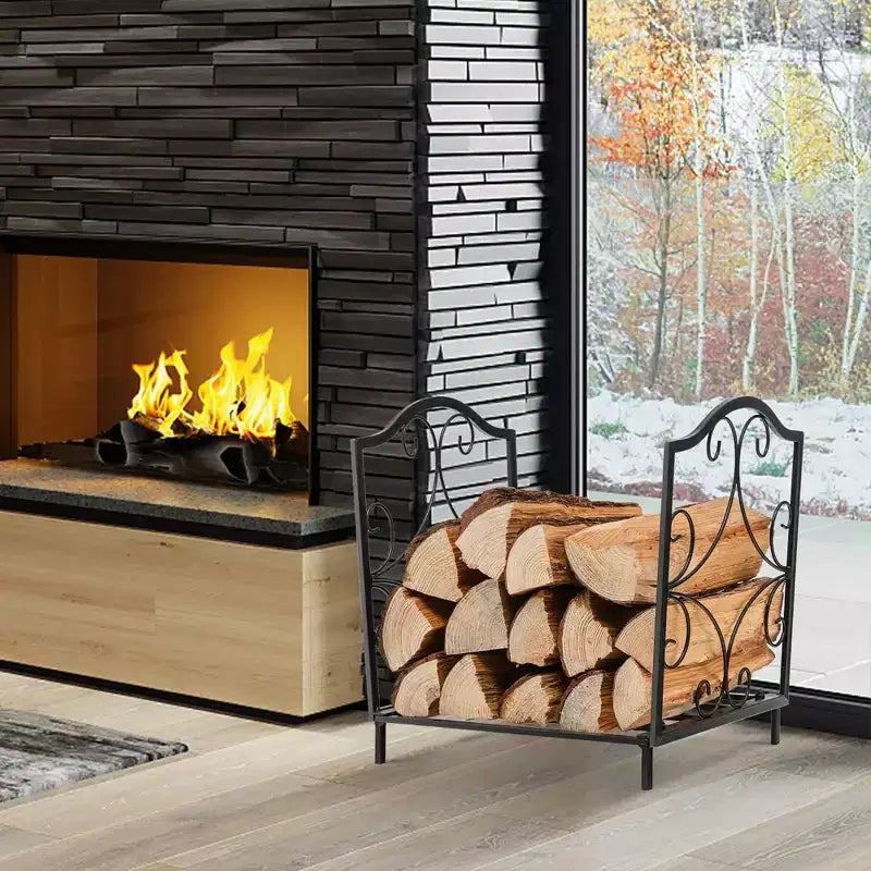 17" Steel Firewood Storage Rack with Rust-Resistant Coating, 132 lb Capacity