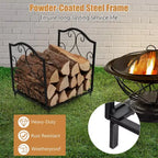 17" Steel Firewood Storage Rack with Rust-Resistant Coating, 132 lb Capacity