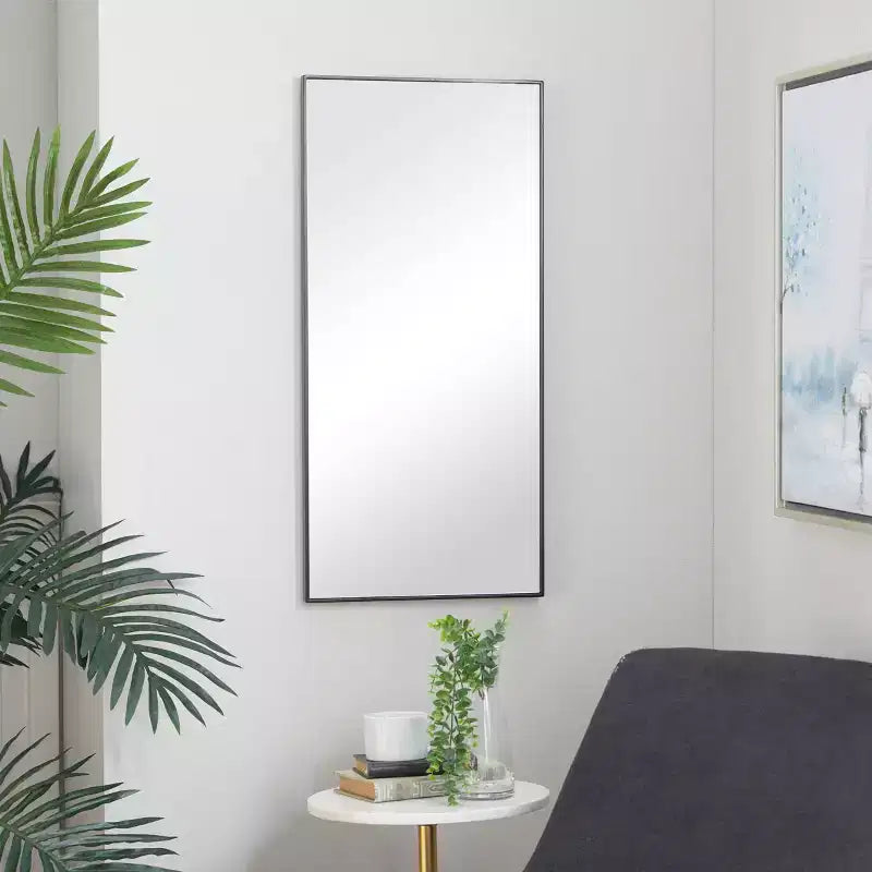 Rectangle Wall Mirror with Thin Wood Frame, 30"x14"