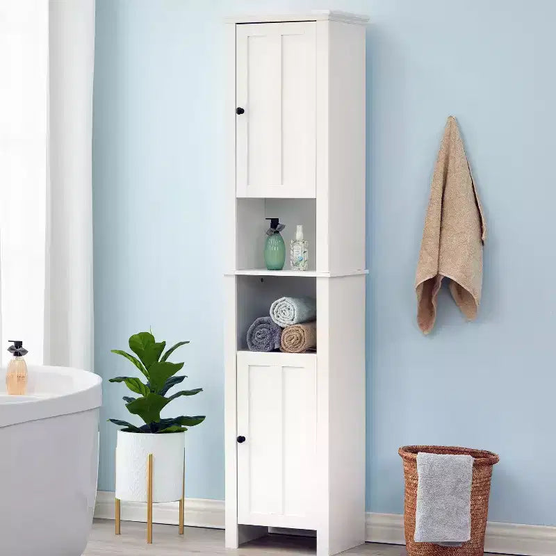 Armadio alto da bagno in MDF bianco da 67 pollici