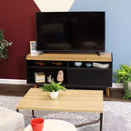 Mid-Century Modern TV Stand Console with Storage Cabinet and Shelves for 58" TV