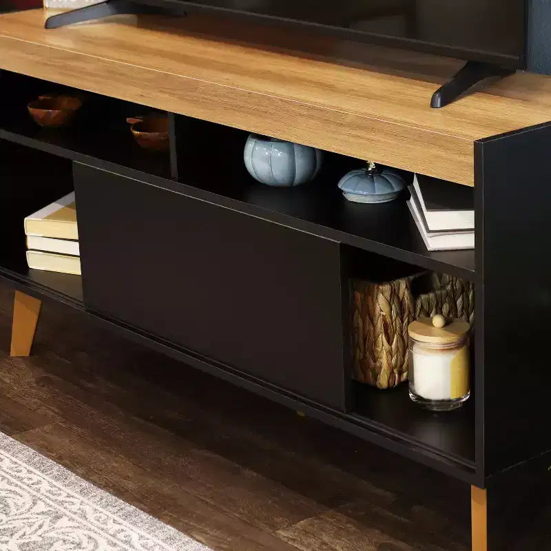 Mid-Century Modern TV Stand Console with Storage Cabinet and Shelves for 58" TV