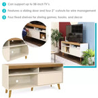 Mid-Century Modern TV Stand Console with Storage Cabinet and Shelves for 58" TV