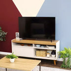 Mid-Century Modern TV Stand Console with Storage Cabinet and Shelves for 58" TV