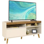 Mid-Century Modern TV Stand Console with Storage Cabinet and Shelves for 58" TV