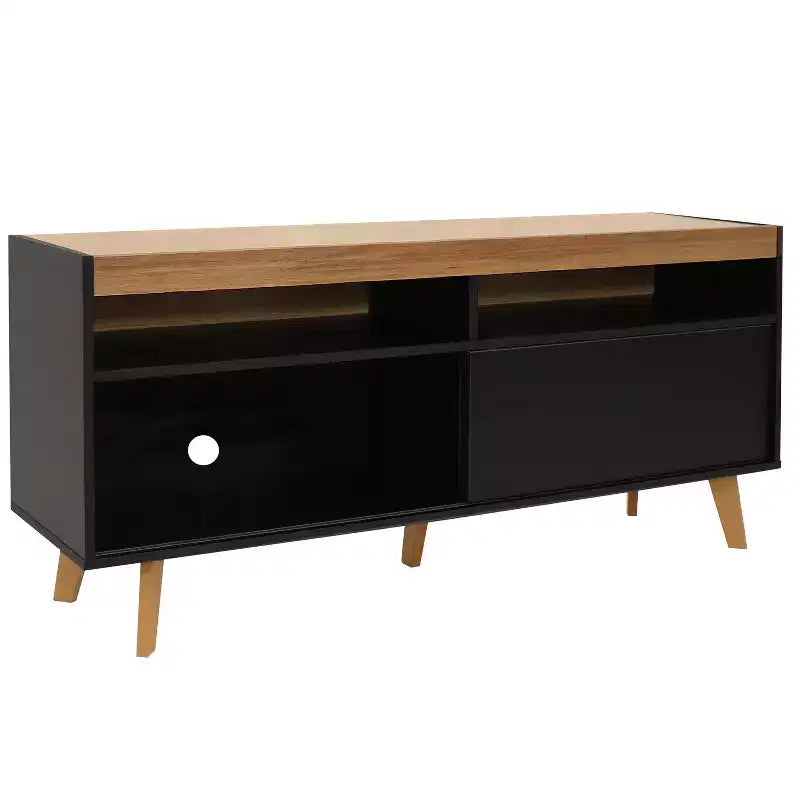 Mid-Century Modern TV Stand Console with Storage Cabinet and Shelves for 58" TV
