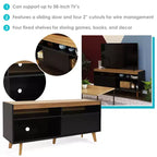 Mid-Century Modern TV Stand Console with Storage Cabinet and Shelves for 58" TV