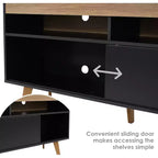 Mid-Century Modern TV Stand Console with Storage Cabinet and Shelves for 58" TV