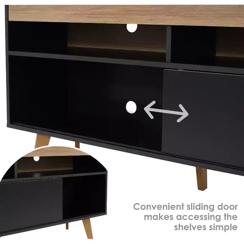 Mid-Century Modern TV Stand Console with Storage Cabinet and Shelves for 58" TV